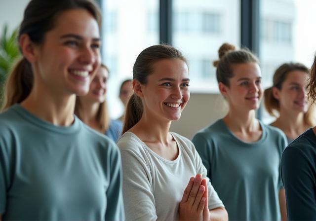 Employés participant à un atelier de bien-être en entreprise